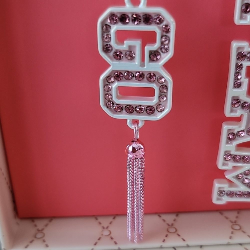 Betsey Johnson Pink 'Go Team' Dangle Earrings - Picture 4 of 6